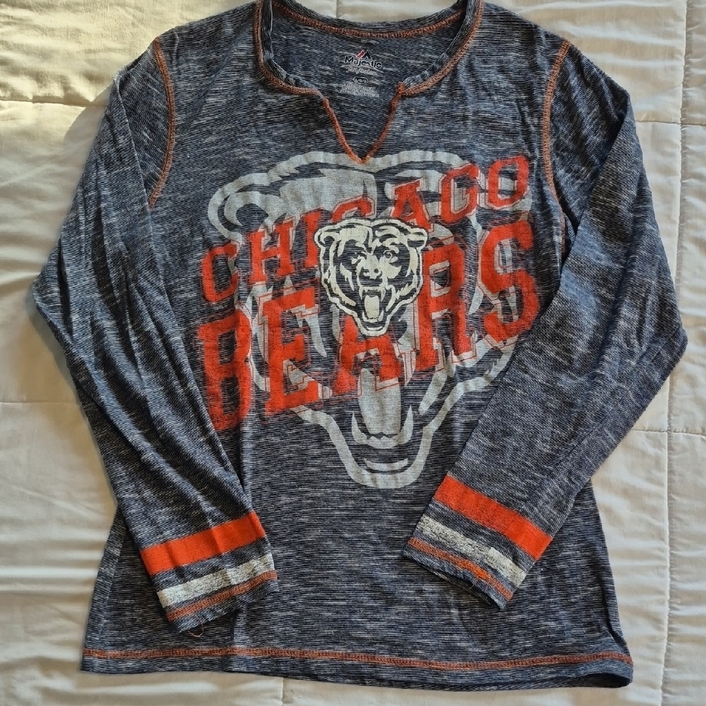 Chicago Bears Womans Long Sleeve Shirt - Blue and Orange